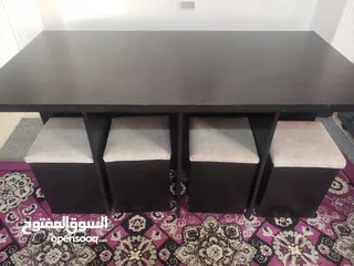  3 طاوله سفره مع كراسي بوكس من ايكيا لون اسود بحاله ممتازه بسعر حرق