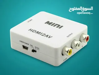  2 AV to HDMI Converter   محول صوت وصورة بجودة 1080 وبسرعة تردد نقل سريعة