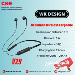  1 WK Design V29 Neckband Wireless Earphone سماعة لاسلكية