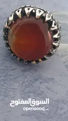  1 خاتم فضه عقيق حجم ضخم