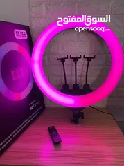  8 رينغ لايت مضيئ RGB ووضعيات ألوان مختلفة Ring Light RGB 56CM