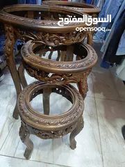  2 طقم طربيزات زان حفر دمياطي بحاله الوكاله ناقصه زجاج وبس عندي طقمين بسعر 120 دبنار