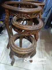  6 طقم طربيزات زان حفر دمياطي بحاله الوكاله ناقصه زجاج وبس عندي طقمين بسعر 120 دبنار