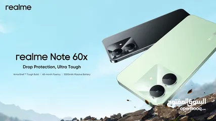  2 Realme Note 60x 64GB 9Ram الاصدار الاحدث جديد كفالة الوكيل ريلمي اكس 6  x  note60