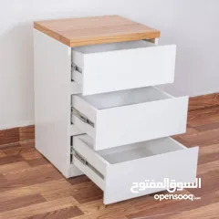  3 كامودينة ابيض بدون قفل مثالية للتخزين وتنظيم الزاوية بكل أناقة  تصميم عصري  سعة تخزين ممتازة