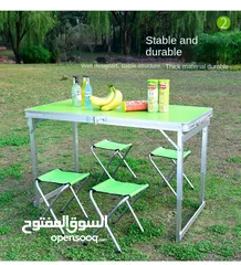  5 طاولة قابلة للطي مع 4 كراسي للرحلات كراسي قابلة للحمل بارتفاع قابل للتعديل، طاولة طعام  داخلية وخارج