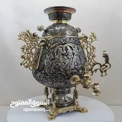  14 سماورالفحم للنحاسية الفاخرة 6-8 ليتر 100./. نحاسية 100./.صنع يدوية الفاخر مجلل صنع في ايران