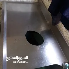  25 مجلى ستيلس ثقيل صناعي  ثلاجة بحاجه الى مروحة  طاوله ستيلس  غاز عين وحدة كانون كبير طول مترين عرض 40س