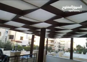  5 مظلات خشبيه واسوار خشبيه  للحدائق والمزارع و الترس