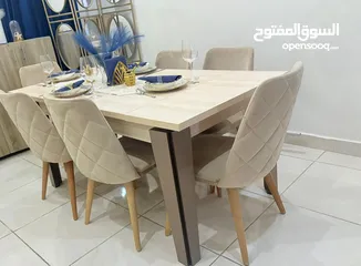  4 غرفة سفرة ست كراسي قابلة لتمدد بدون ولا خدش