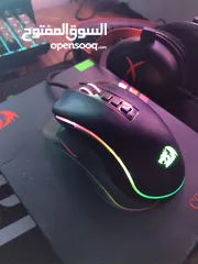  2 ماوس REDRAGON COBRA FPS معروفه استعمال خفيف اخت الجديد للبيع مع سماعه هايبر اكس كلاود 2 سلك
