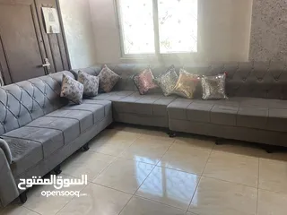  2 كنب 14  مقعد قماش أمريكي لون رمادي للبيع