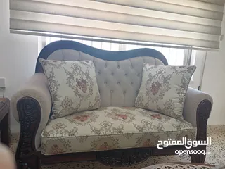  2 طقم كنبايات غرفة ضيوف استعمال بسيط زان بالكامل 7 مقاعد تنجد من افضل انواع الاسفنج والخشب والقماش