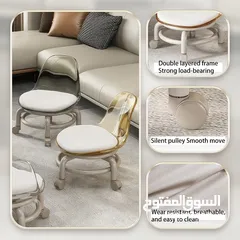  2 كرسي دوار 360 درجة بحجم مريح مع عجلات مناسب للبالغين والاطفال والمنزل والمكتب  مقاوم للصدمات شفاف