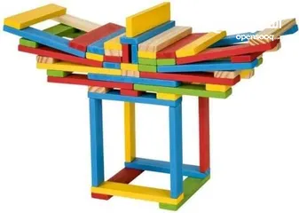  4 لعبة تركيب مكعبات خشبية playtive   تتكون من مكعبات بناء خشبية صلبة