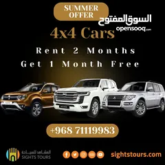  1 Summer Offer from Sights Tours 4x4 CAR RENT                      Rent 2 Months  Get 1 Month Free
