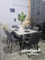  5 طاولات سفرة رخام مع 6 كراسي