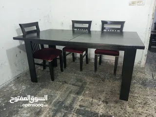  6 طاولة سفره مع 6 كراسي تفصيل خشب زان وتنجيد جديد