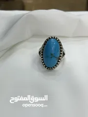  11 *خاتم فضة بحجر فيروز طبيعي نيشابوري – عيار 925، وزن 16.5 جرام*