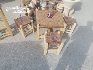  3 كراسي قهوة خيش تفصيل يدوي