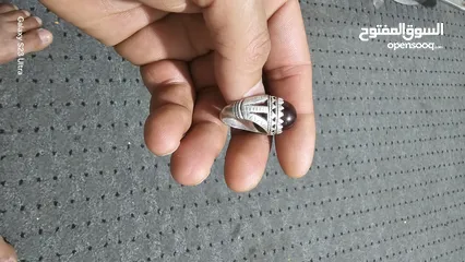  4 خاتم فضه اراني مقاس 23 22 حجر عقيق