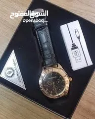  3 ساعة يد مع قداحه الكترونيه داخل باكيت هديه انيق و وصلة الشحن للقداحه   ساعه ساعات ولاعه