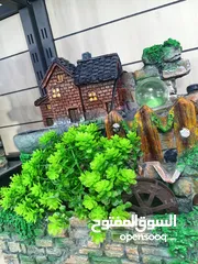  10 منظر ديكور نوافير شلال نافوره مع   كرستاله دواره  مضيئه