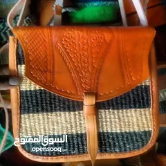  2 new leather handbag sisal and leather made