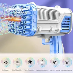  1 Bubble Guns 36 Holes Automatic Bubble Machine with Bubble Solution and LED