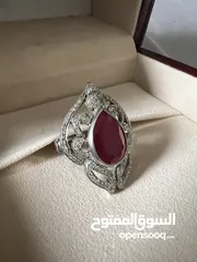  2 Ruby diamond ring for women