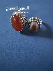  1 خاتم فضه اصلي وحجر مرتب
