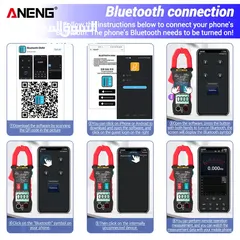  9 Bluetooth Digital Clamp meter True RMS  ساعة فحص كلامب بلوتوث إحترافي للمهندسين والفنيين