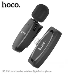  4 HOCO L15 iP Crystal lavalier wireless digital microphone مايك اصلي وايرلس  تايب سي / ابل