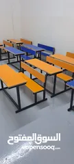  7 مقاعد مدرسيه مزدوجة مع مفرد حديد ثقيل وخشب ماليزي جميع الأوان