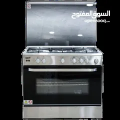  6 فرن غاز نيوتن 90 سم ستانلس مروحتين لتوزيع الحرارة فرن واسع 130 لتر فل سيفتي عين تيربو مناصب سكب