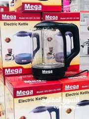  2 كمكم ماء ماركة Mega مصنوع من الزجاج قوة تسخين  1500 واط