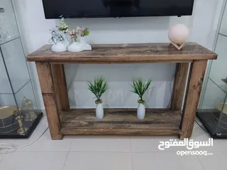  2 طاولة تلفزيون خشب طبيعي