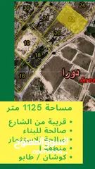  3 أرض مميزة للبيع في دورا – 1125م2 – موقع مرتفع وخدمات كاملة قريبة من الأرض