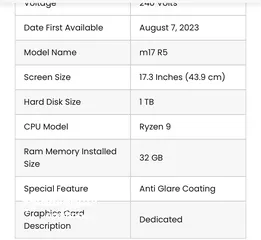  7 Alienware m17 R5 Gaming Laptop , AMD Ryzen 9