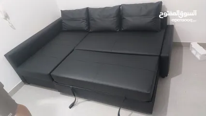  3 Ikea L Shape Sofa Bed With Storage Black Leather
