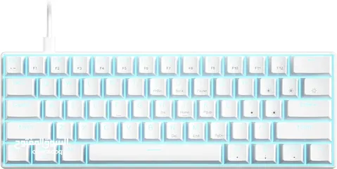  1 rk royal kludge mechanical keyboard White and blue