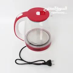  6 ابريق تسخين ماء غلاية ماء زجاج بايركس 2 لتر مع قاعده غلايه لتسخين و غلي الماء