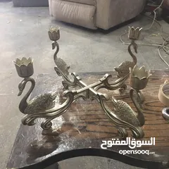  6 تمثال برونزي مع شمعدان فضة