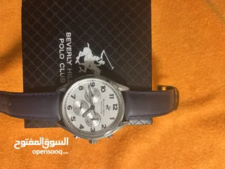  13 ساعة بولو رجالية B.H. Polo Club Matteo Multifunction Dark Blue Leather White Dial For Men