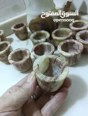  6 طقم دله و12فنجان من الرخام الخالص الطبيعي صناعه هنديه بالكامل لم تستخدم ابدا