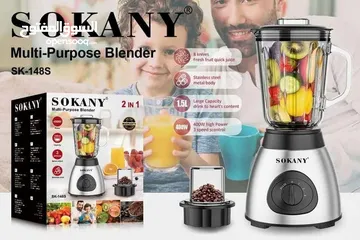  16 خلاط ستانلس شاف زجاج 2 في 1 خلاط Sokany مع مطحنه 1.5 لتر 3 سرعات مكسر mixer