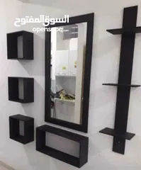  28 رف خشب شاشه ومطبخ وحمام وديكور حائط وستاند مكياج وجلاتين وغيره