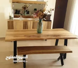  8 طاولة سفرة خشب طبيعي