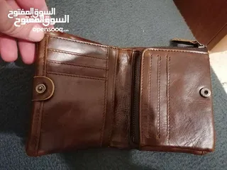  3 محفظه من جلد البقر الطبيعي