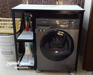  3 ستاند غساله ونشافه طابقين ستاند غساله مع رفوف علويه او حانبيه ستاتد ميكرويف طاولات وسط طاولات حانبيه